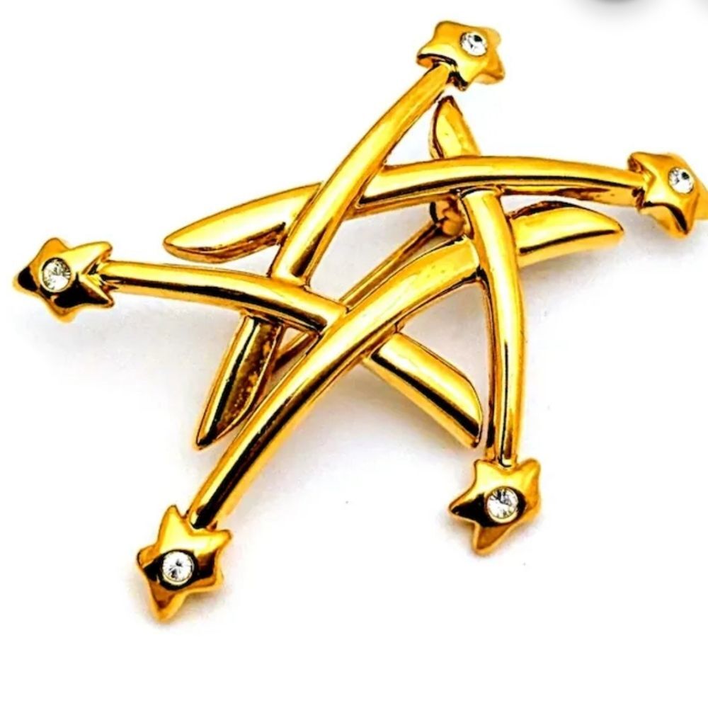 2" Vintage 1980 Signed Monet Golden Brooch Pin